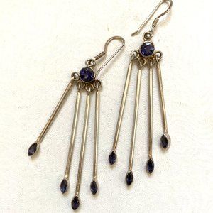 Vintage sterling and amethyst chime-like earrings